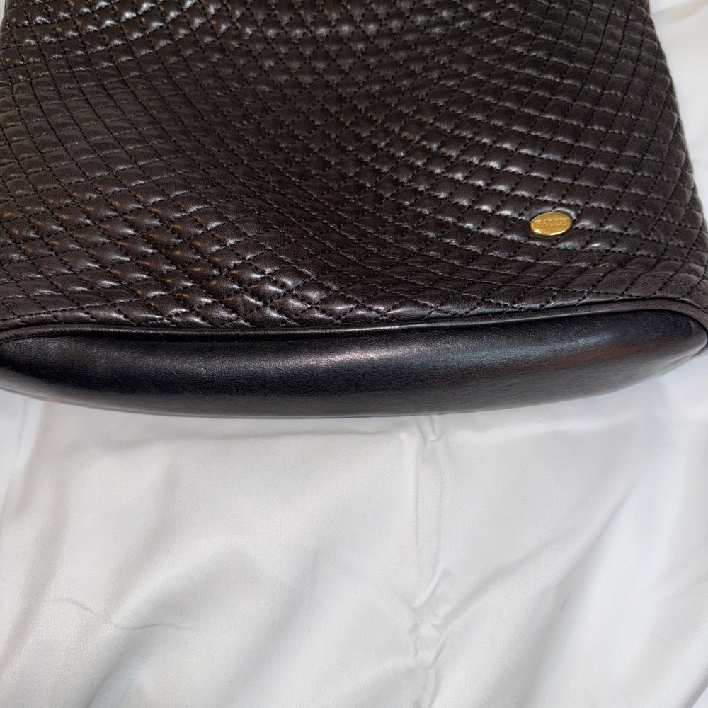Bally Vintage Black Italian Leather Quilted Shoulder Bag Gold Chain Straps 1980s - Picture 4 of 15